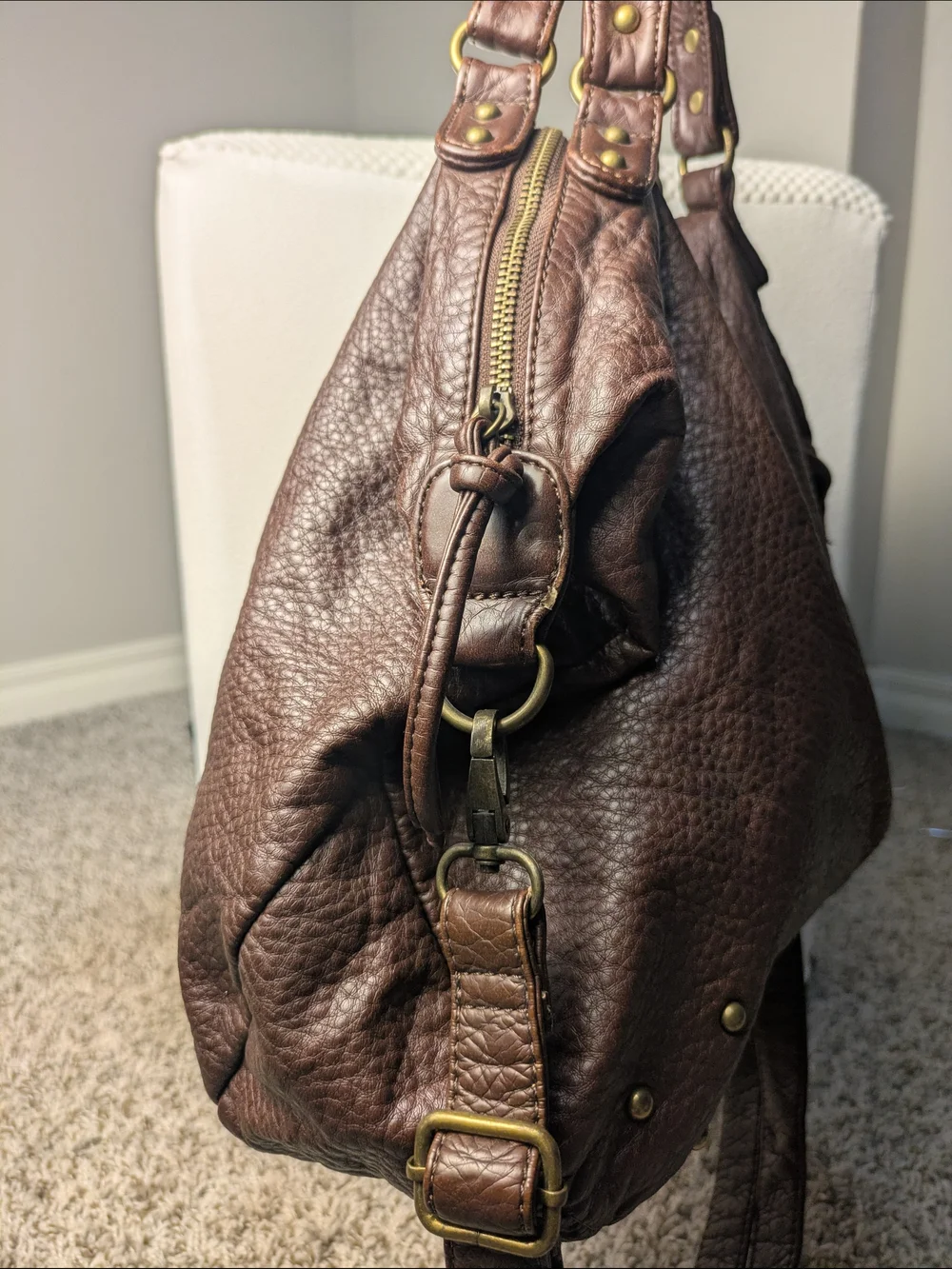 Ampere Brown Pebbled Hobo Slouchy Hobo Bag Oversized Everyday Fashionable Casual